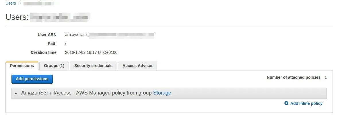 Policy for IAM user